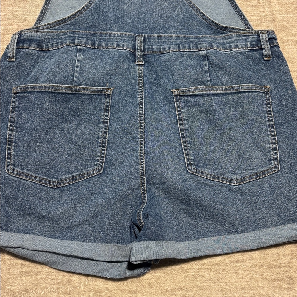 No Boundaries Blue Denim Jean Short Overalls - Picture 5 of 5